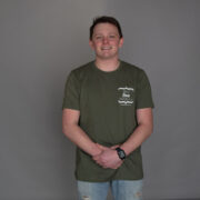 Short sleeved military green logo shirt